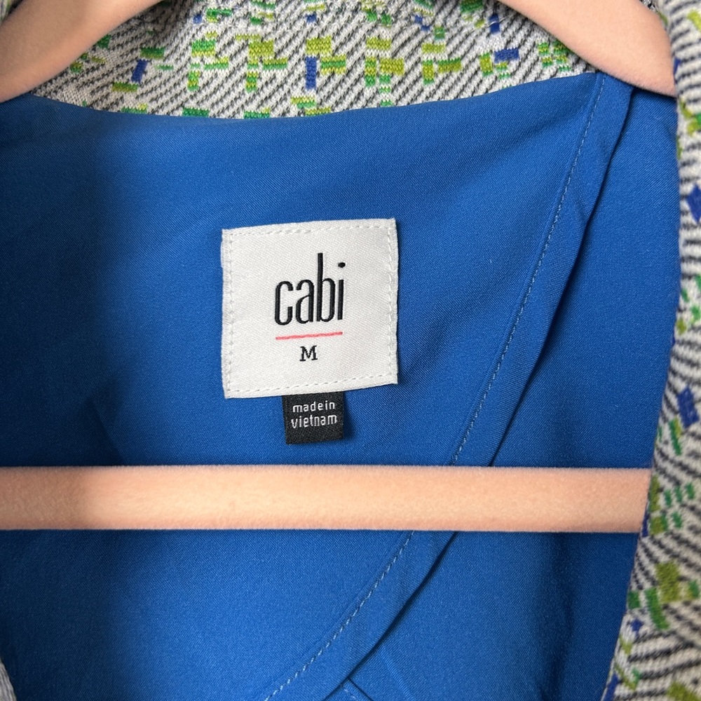 CAbi Women's Presentations Blue&Green Textured Blazer Size M 90s Bold Colors - Picture 6 of 11